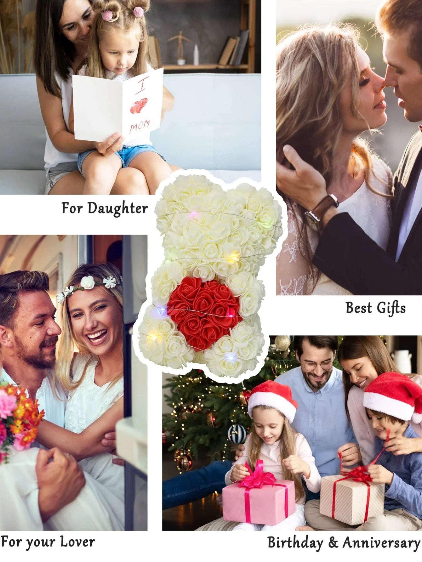 25Cm Artificial Rose Bear Eternal Rose Teddy Gift Decoration