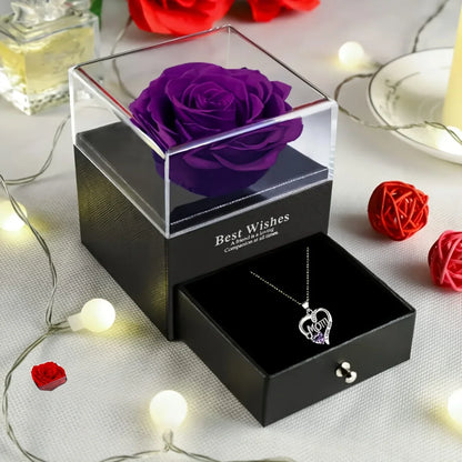 Luxury Soap Rose Gift Box With Mom Heart Necklace Valentine'S Day