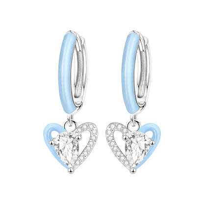 Valentines Gifts For Her 925 Silver Heart Wing Drop Earrings