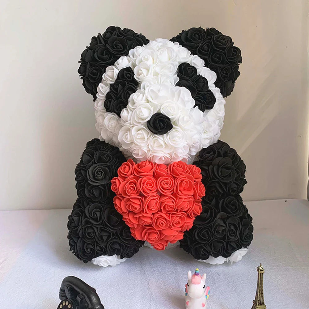25Cm Artificial Rose Bear Romantic Gift For Anniversary Birthday