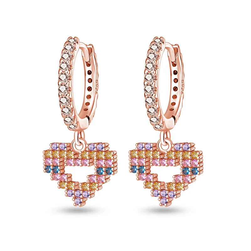 Valentines Gifts For Her 925 Sterling Silver Heart Drop Earrings