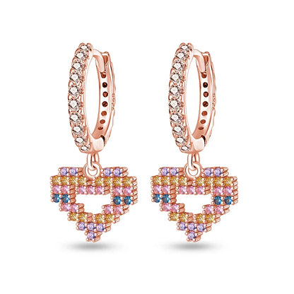 Valentines Gifts For Her 925 Sterling Silver Heart Drop Earrings