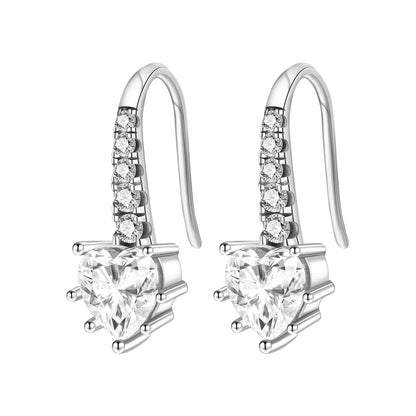 Valentines Gifts For Her 925 Sterling Silver Heart Drop Earrings