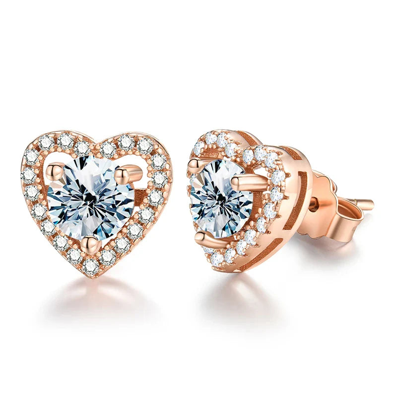 Valentines Gifts For Her Heart Moissanite Stud Earrings 925 Sterling Silver
