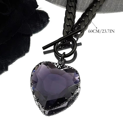 Goth Punk Heart Pendant Choker Necklace Valentine'S Day