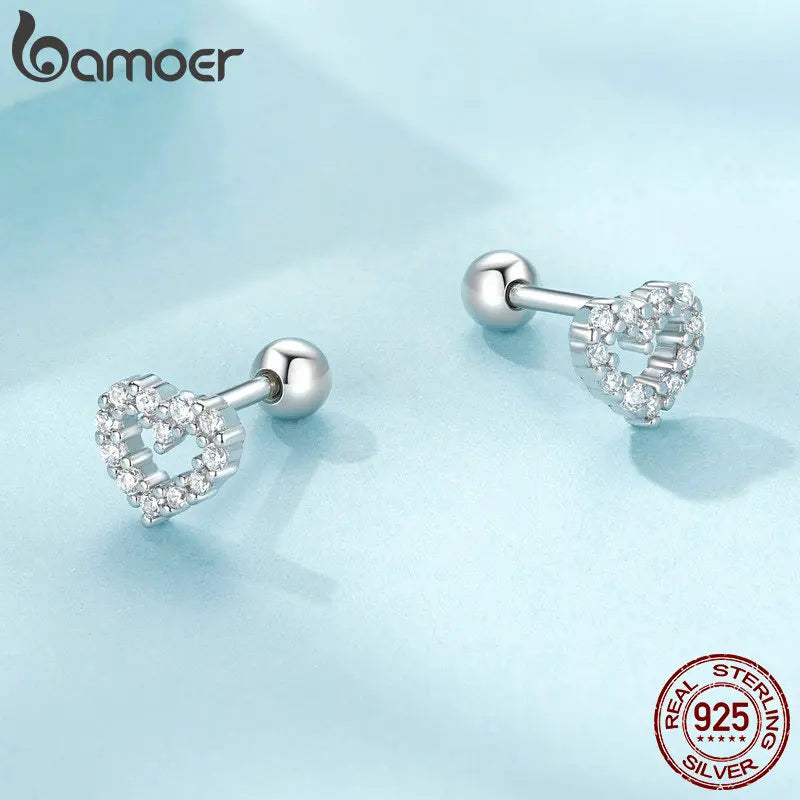 Valentines Gifts For Her 925 Sterling Silver Heart Stud Earrings