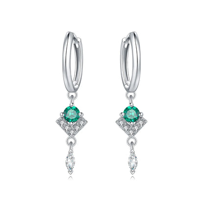 Valentines Gifts For Her S925 Silver Heart Drop Earrings Zircon