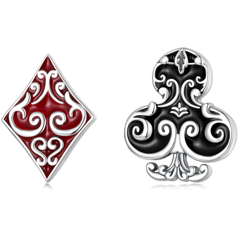 Valentines Gifts For Her 925 Sterling Silver Poker Heart Stud Earrings