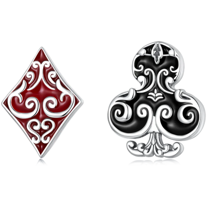 Valentines Gifts For Her 925 Sterling Silver Poker Heart Stud Earrings