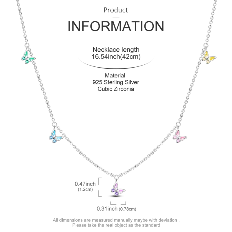 925 Sterling Silver Heart Butterfly Zircon Necklace Valentine'S Day