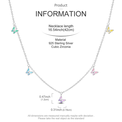 925 Sterling Silver Heart Butterfly Zircon Necklace Valentine'S Day