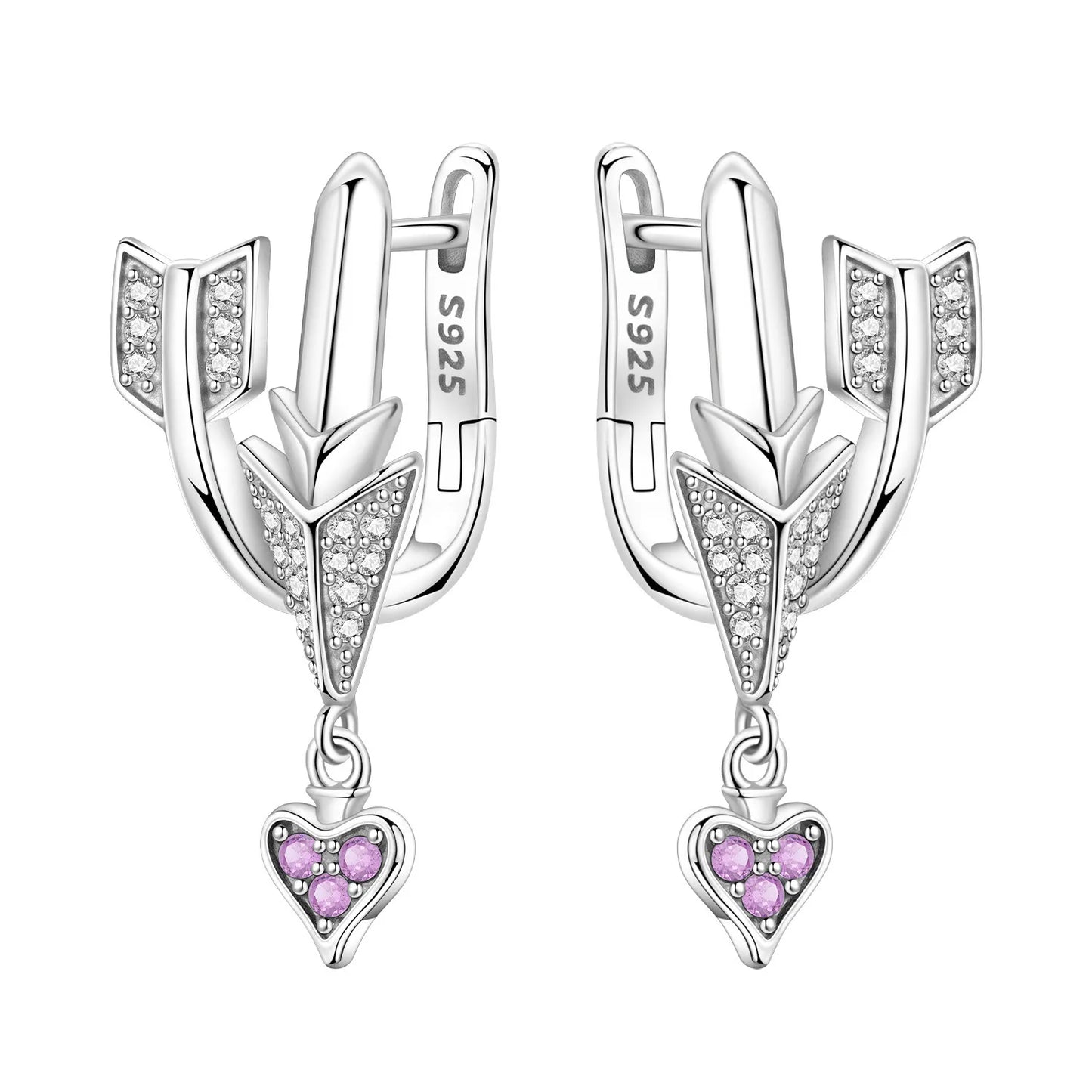 Valentines Gifts For Her 925 Sterling Silver Heart Drop Earrings