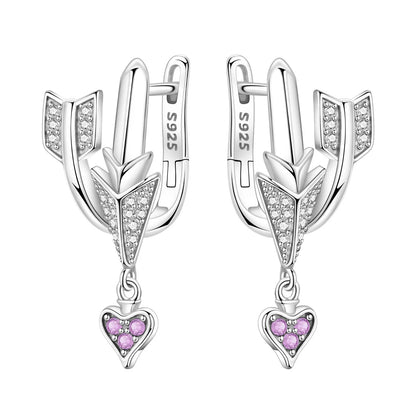 Valentines Gifts For Her 925 Sterling Silver Heart Drop Earrings