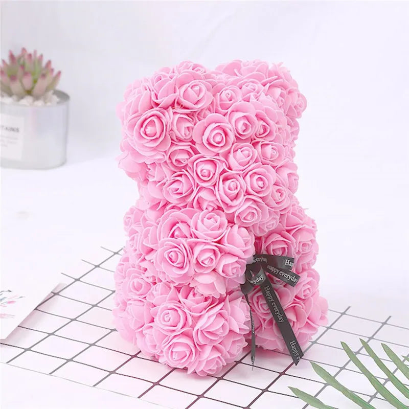 25Cm Artificial Rose Bear Romantic Gift For Anniversary