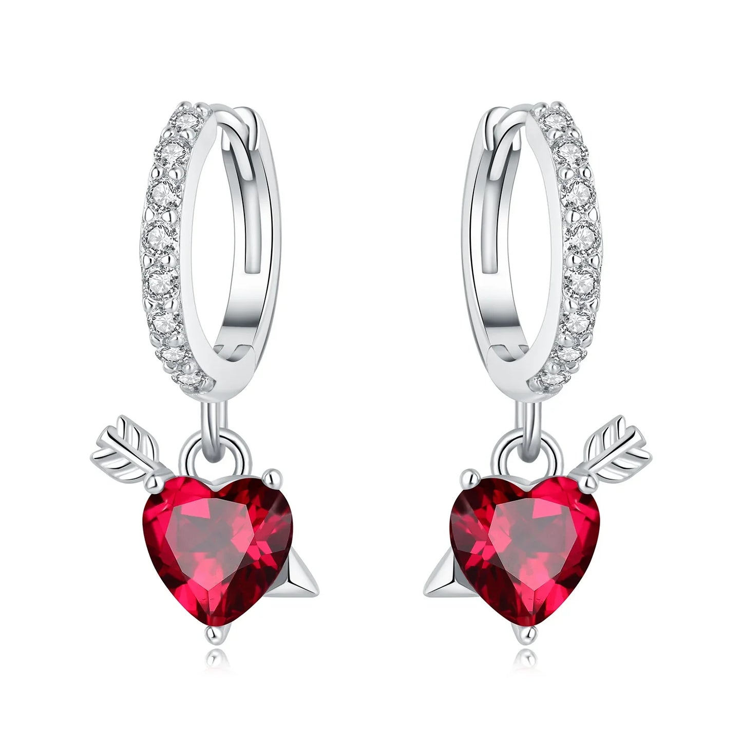 Valentines Gifts For Her 925 Sterling Silver Heart Drop Earrings