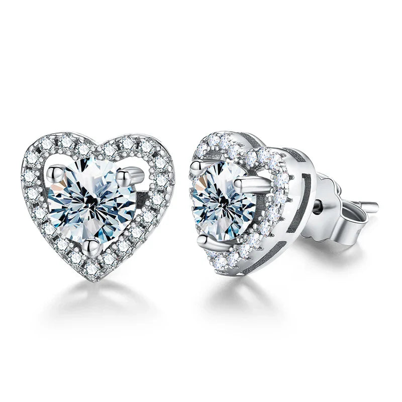 Valentines Gifts For Her Heart Moissanite Stud Earrings 925 Sterling Silver