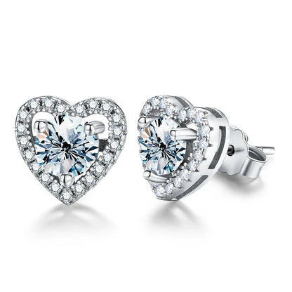 Valentines Gifts For Her Heart Moissanite Stud Earrings 925 Sterling Silver