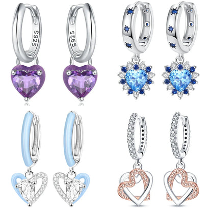 Valentines Gifts For Her 925 Sterling Silver Heart Drop Earrings