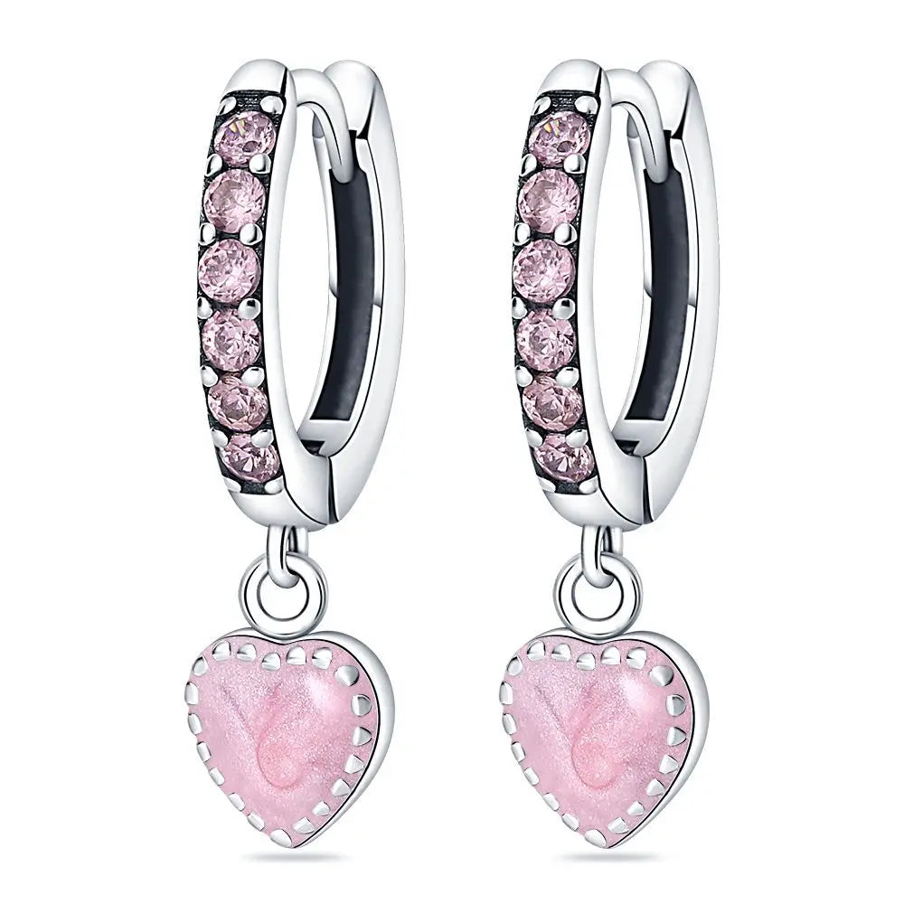 Valentines Gifts For Her 925 Sterling Silver Heart Drop Earrings