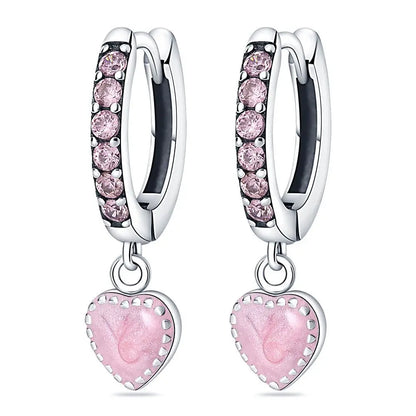 Valentines Gifts For Her 925 Sterling Silver Heart Drop Earrings