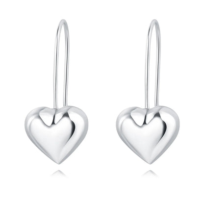 Valentines Gifts For Her S925 Silver Heart Drop Earrings Zircon