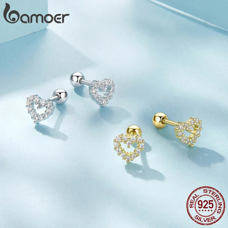 Valentines Gifts For Her 925 Sterling Silver Heart Cz Stud Earrings