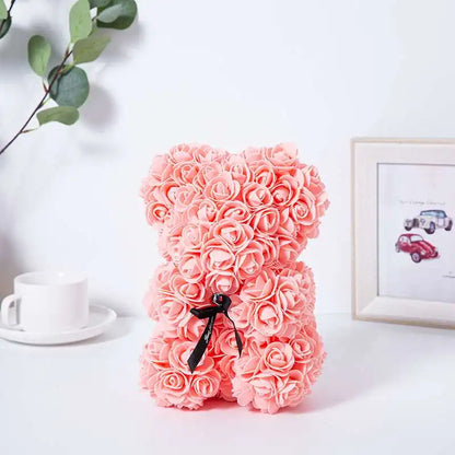25Cm Rose Bear Romantic Pe Foam Flower Gift