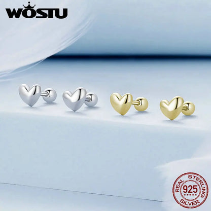Valentines Gifts For Her 925 Sterling Silver Gold Heart Stud Earrings