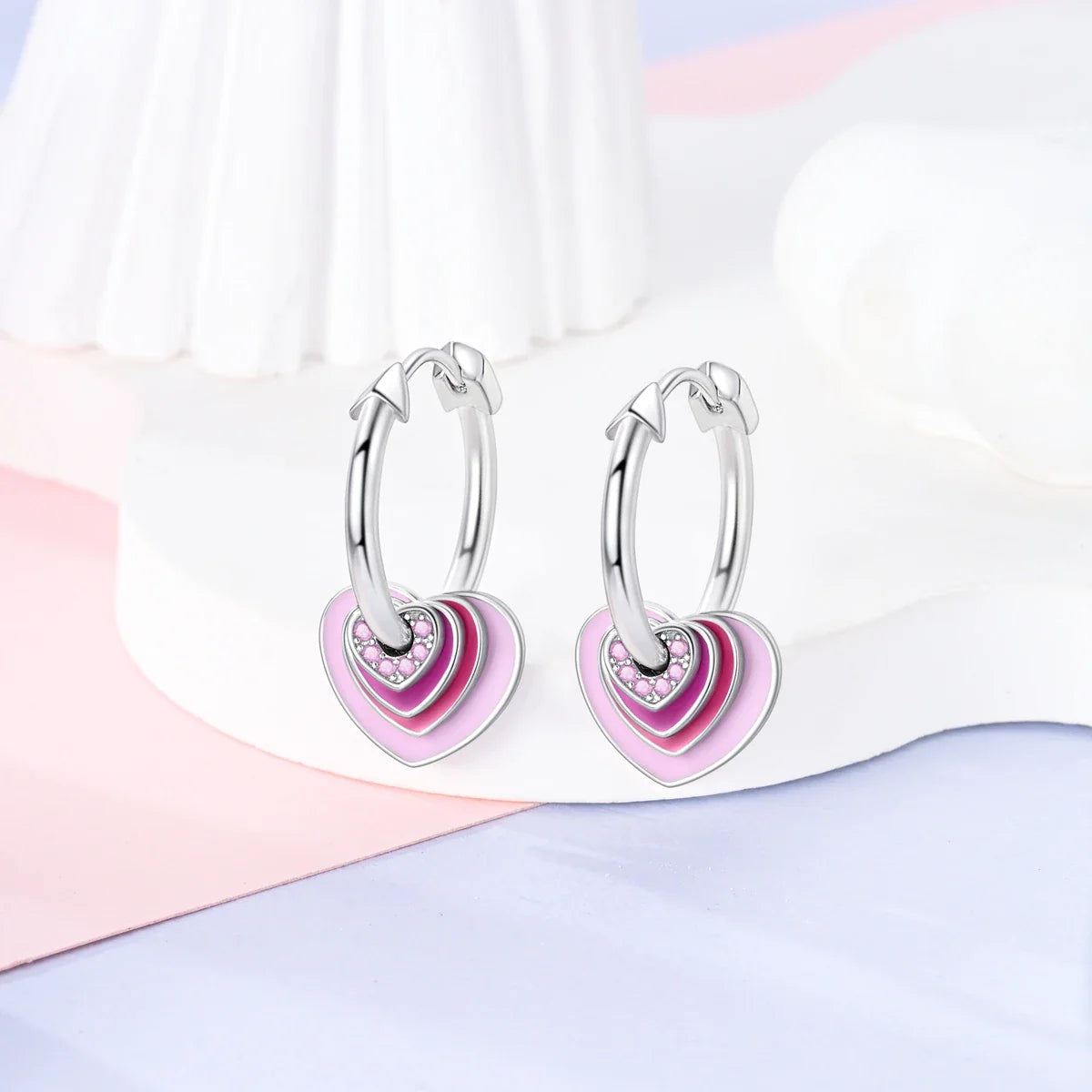 Valentines Gifts For Her Silver Plated Heart Hoop Earrings