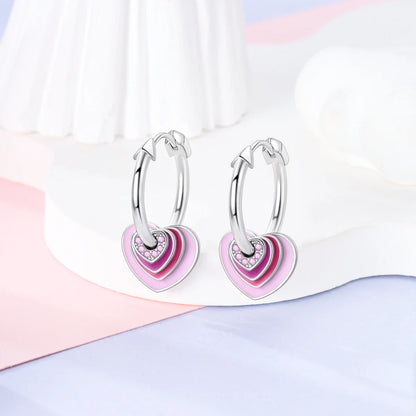 Valentines Gifts For Her Silver Plated Heart Hoop Earrings