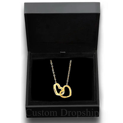 Custom Double Heart Name Necklace Valentine'S Day Gift