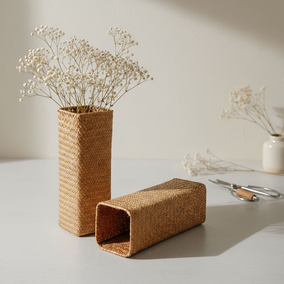 Set of 2 Woven Seagrass Vases