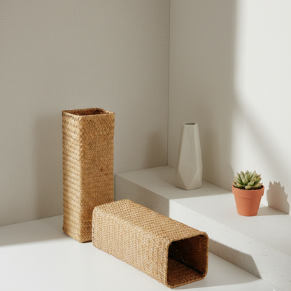 Set of 2 Woven Seagrass Vases