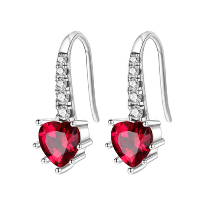 Valentines Gifts For Her 925 Sterling Silver Heart Drop Earrings