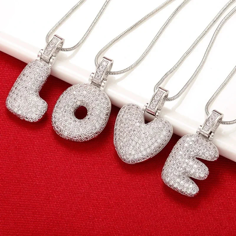 Crystal Letter Pendant Necklace Valentine'S Day Gift For Women