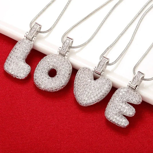 Crystal Letter Pendant Necklace Valentine'S Day Gift For Women