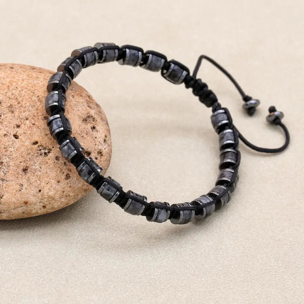 Valentines Gifts For Him Tiger Eye Hematite Braided Adjustable Bracelet