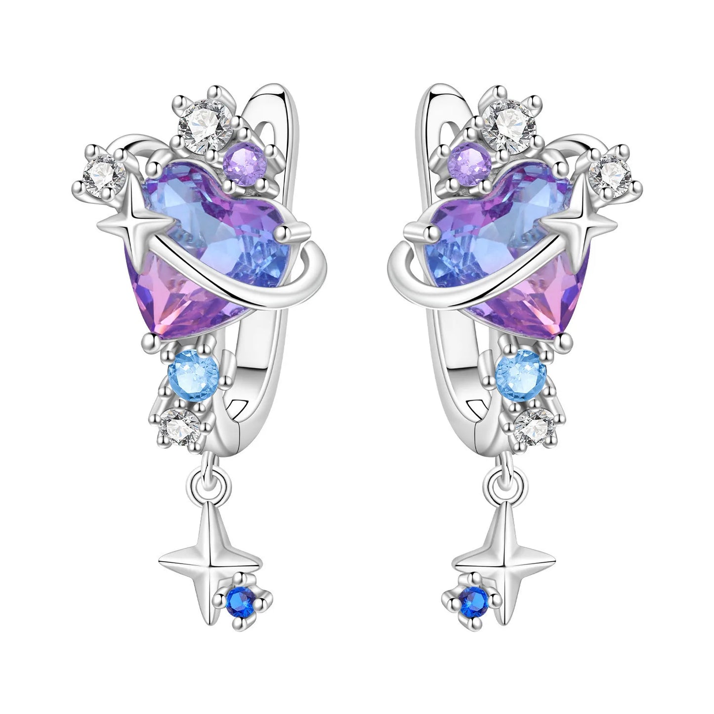 Valentines Gifts For Her 925 Silver Wing Heart Drop Earrings