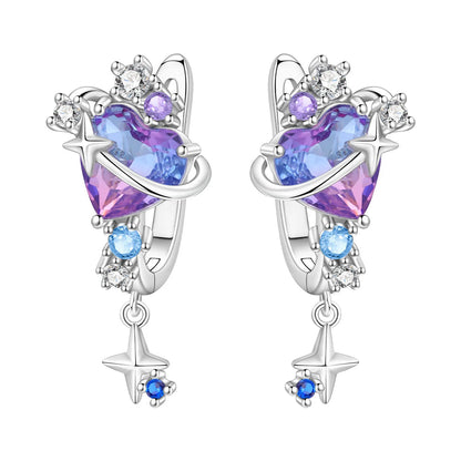 Valentines Gifts For Her 925 Silver Wing Heart Drop Earrings