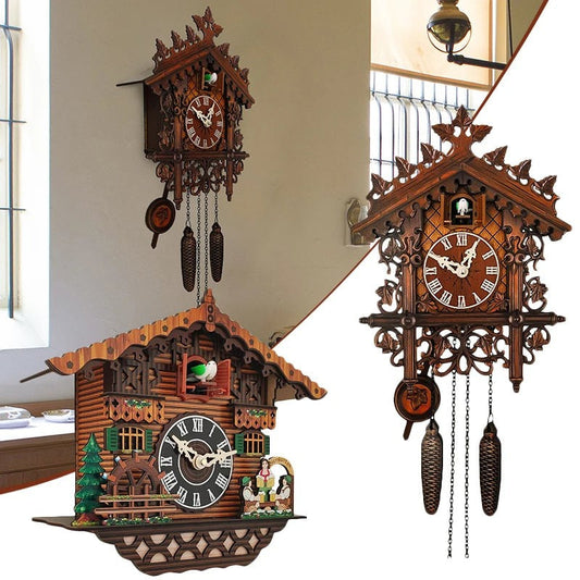 Vintage Wooden Cuckoo Wall Clock for Home Decoration