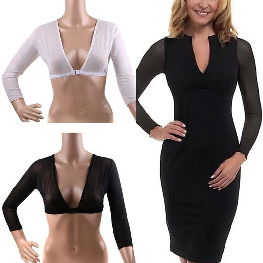 Women Fashion Front Button Long-Sleeved Mesh Crop Top