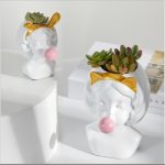 Nordic Cute Human Head Resin Flower Vase for Home Decoration