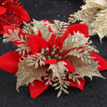 5PCS Artificial Christmas Flowers Garland with Glitter – Christmas Decorations for Xmas, Weddings, and Parties