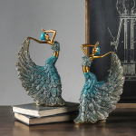 Peacock Dancer Statue Home Decoration Ornaments Figure Dancing Girl Figurines Luxury Living Room Cabinet Decor Resin Art Crafts