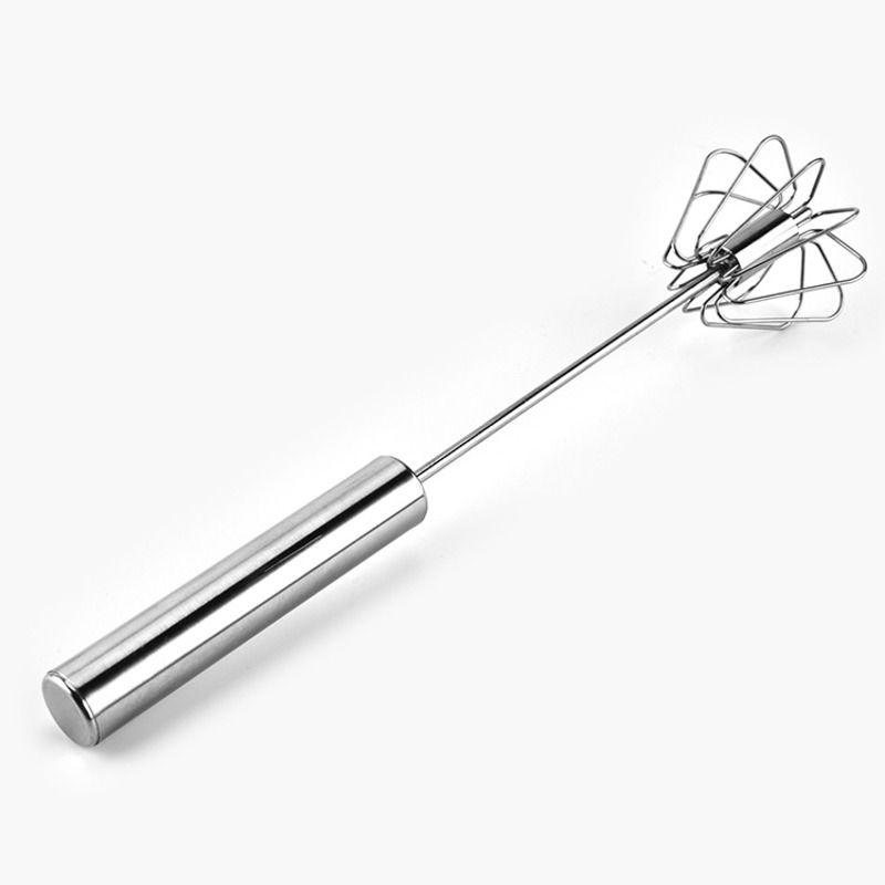 Stainless Steel Self-Rotating Egg Beater, Manual Hand Mixer, Kitchen Egg Tools