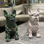 Colorful French Bulldog Resin Figurine Statue – DIY Doodle Crafts for Bookshelf or Tabletop