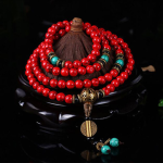 Tibetan Mala Beads with Red Jasper Stone Meditation Necklace