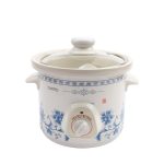 White Porcelain Automatic Electric Stew Pot, Slow Cooker Mechanical Timer