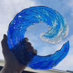 Sea wave fusion glass sculpture, wave art craft ornaments