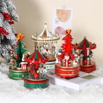 Wooden Christmas Carousel Horse Music Box with Merry-Go-Round for Baby Room Decoration